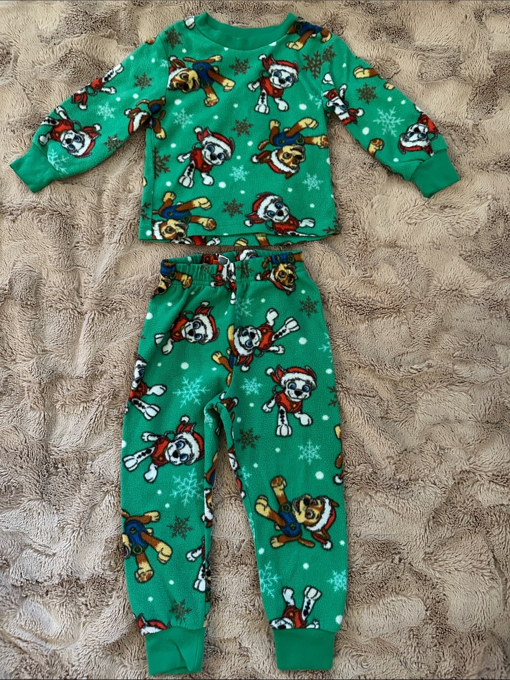 Nickelodeon Green Paw Patrol Holiday Fleece Pajama Set, 2T